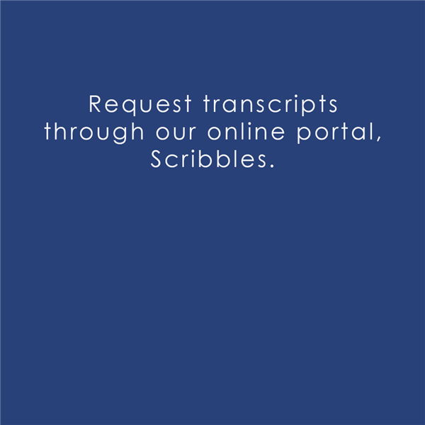  Blue box linking to transcript request site