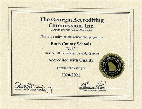 Georgia Accrediting Commission certificate