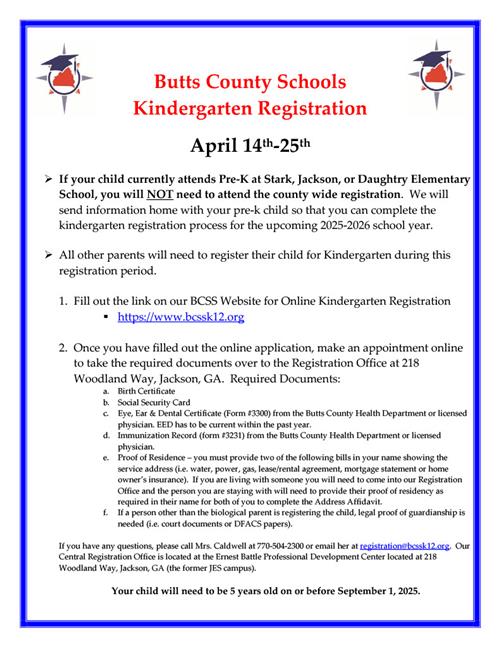 Butts County Kindergarten Registration