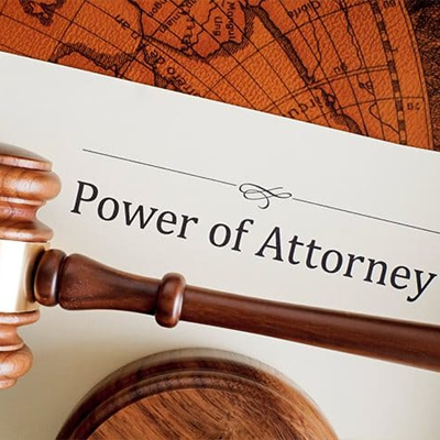 Power of Attorney document with gavel